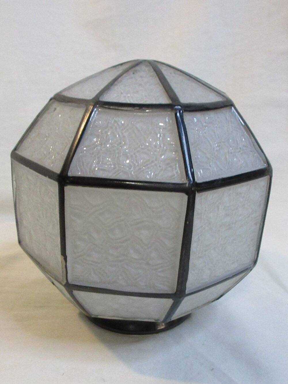 ART DECO STYLE GLASS LAMP SHADE/DOME WITH PEBBLED GEOMETRICS & BLACK LINES